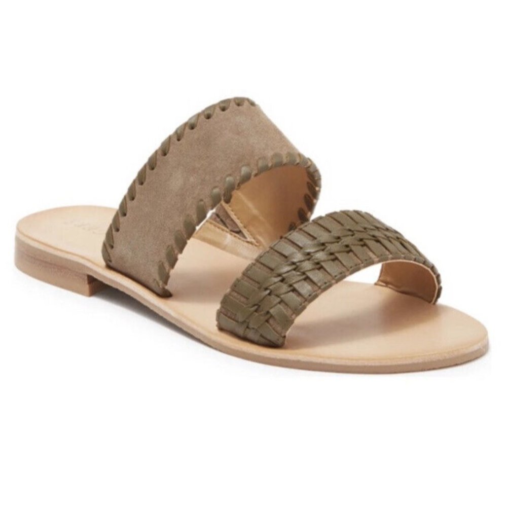 NIB Jack Rogers Tinsley Olive Suede Slide Sandals